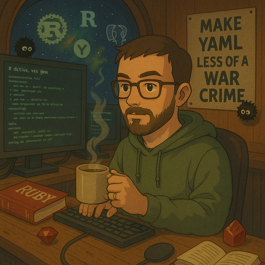 Developer workspace showing code editor and coffee